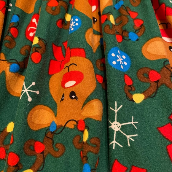 Bonnie Baby Christmas Reindeer Green Dress Bloomers Tunic Red Green 6-9 Months - Picture 6 of 9